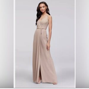 David's Bridal Wrap-Front Dress in Biscotti - Size 0